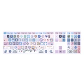 WYGCH Ultra Thin Extended Silicone Keyboard Protective Cover Skin for Mac Aluminum Wired Keyboard MB110LL/B (A1243) Numeric Keypad (Cute Print,US Layout,Bohemian)