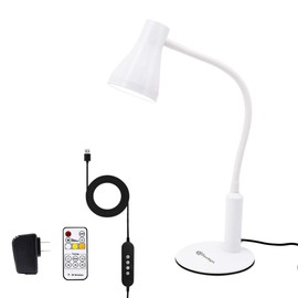 CeSunlight LED Desk Lamp, 3 Lighting Modes and 6 Brightness Levels, 10W Flexible Gooseneck Table Lamp for Living Room and Study, Remote Control with Timing Function, AC Adapter Included (White)