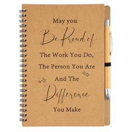 Hopton Leaving Gifts for Colleagues Women, 100 Pages Kraft A5 Notebook with Ballpoint Pen Set, Thank You Gifts, Spiral Notepad for Staff Colleagues Teachers Friends Men