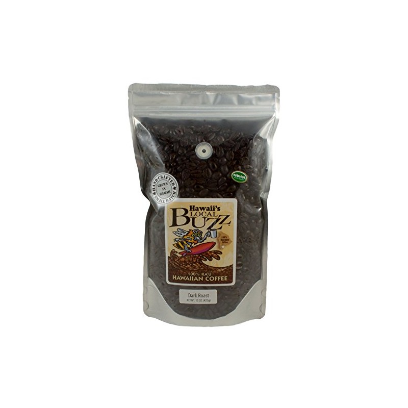 Hawaii's Local Buzz Whole Bean Coffee, Dark Roast, 15 Ounce
