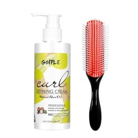 WOZUTUNT Crema Definidora De Curl - Curling Perfection Para Cabello Ondulado, Crema Alisadora Anti-Frizz Para Definir Todos Los Tipos Y Texturas Naturales De Curl Con Cepillo De 9 Hilas Crema Para Riz