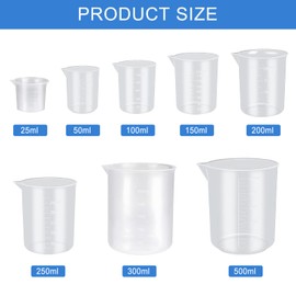Measuring Cup Set, 8 Pieces Mini Measuring Cups, Measuring Cups 25 ml, 50 ml, 100 ml, 150 ml, 200 ml, 250 ml, 300 ml, 500 ml, Precision Heat Resistant Measuring Cups with Scale, for Laboratory
