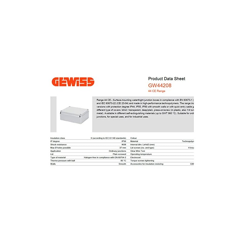 Gewiss Plastic Enclosure GW44208