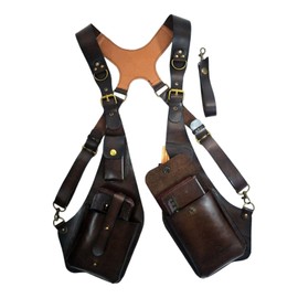 LOVIVER Vintage Style Shoulder Harness Bag Adjustable Strap Steampunk Case for Sports Bike, Style A Drak Brown