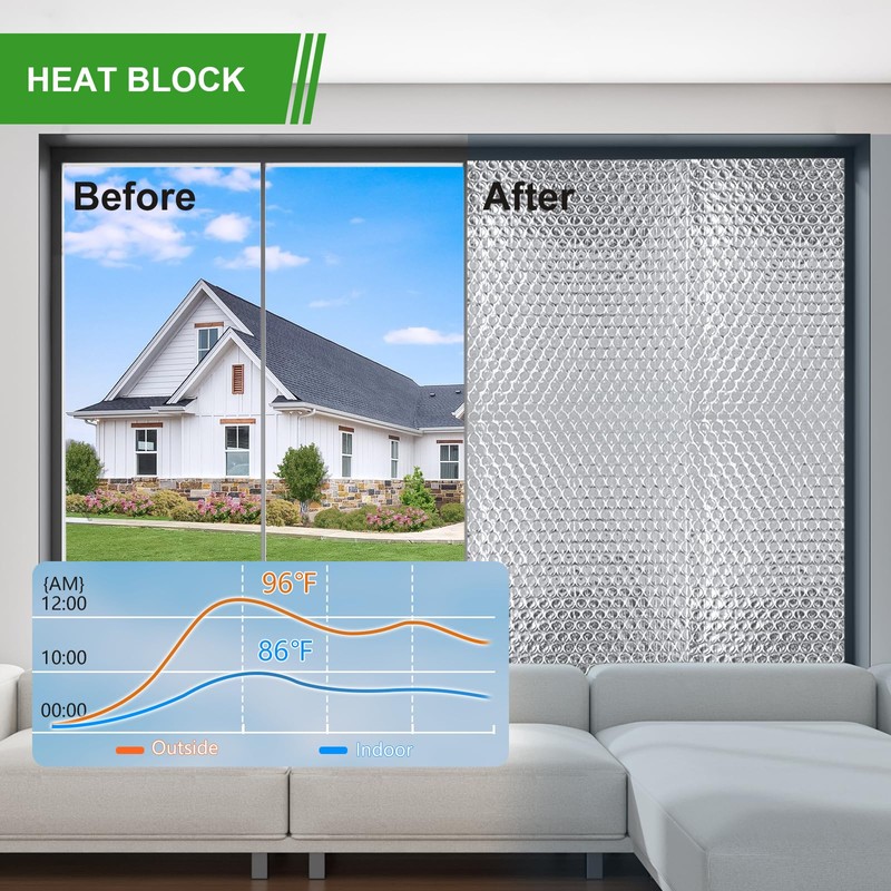 AGHITG Reflective Insulation Foam,48"x 10 Ft Window Insulation for Winter,Aluminum