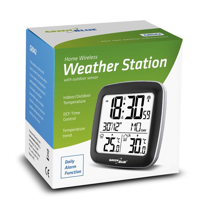 Green Blue GB542 Weather Station with Outdoor Sensor DCF Indoor