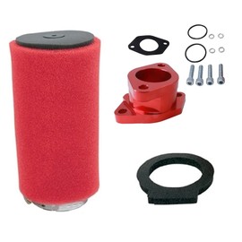 Air Filter & Carburetor Intake Manifold for Yamaha Warrior 350 YFM350 YFM350X 1987-2004 (Air Filter With Red CNC Intake Manifold)