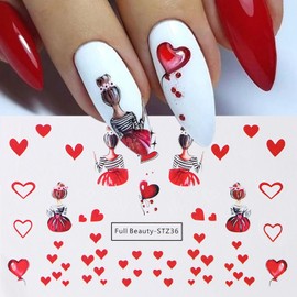 Valentine's Day Nail Art Stickers Water Decals Cute Cartoon Little Bear 2 Sheets Nail Decoration Valentine's Day Nail Decals Valentine's Day Nail Stickers DIY Nail Decorations