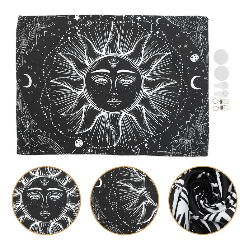 GRIRIW Black White Sun Tapestry Wall Hanging Boho Decor for