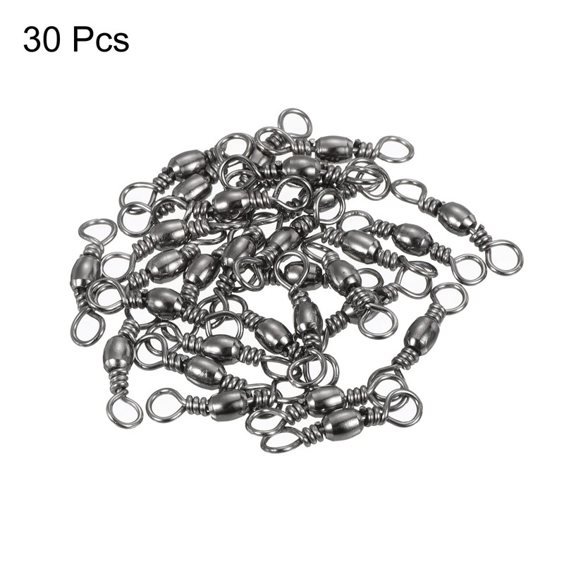 PATIKIL Fishing Barrel Swivel, 30Pcs 55lb Carbon Steel Solid Ring