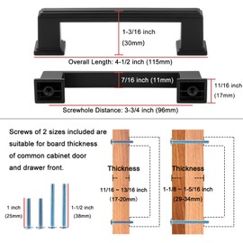 KOOFIZO Stepped Bar Cabinet Pull - Brushed Nickel Furniture Handle, 3.8 Inch/96mm Screw Spacing, 10-Pack for Kitchen Cupboard Door, Bedroom Dresser Drawer, Bathroom Wardrobe Hardware