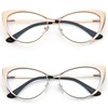 KoKoBin Cat Eye Reading Glasses - 2 Pairs Metal Frame