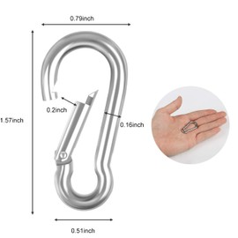 4 Pack Carabiner Stainless Steel Locking Carabiner Heavy Duty Carabiner Clip Rope Connector Key Ring Clip Hook Snap Hook Swivel Lock for Outdoor Hiking Camping (Not for Climbing)