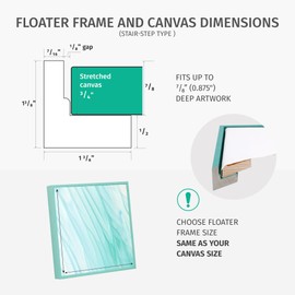 PIXY CANVAS Floater Frame 14x14 for 3/4 (0.75) inch Deep Canvas Paintings/Canvas Prints/Wood Canvas Panels/Wall Art/Wall Decor/Home Decor/Artwork (Scratched Gold & Cream, 14 x 14 inch, Square)