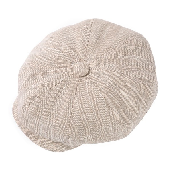 Men's Summer Newsboy Cap Beige Herringbone 65% Linen 35% Cotton