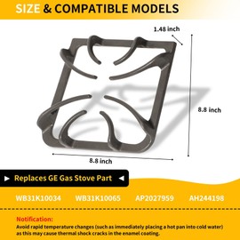 316202405 Stove Burner Grate 4 pcs, Gas Stove Grates Replacement Parts for Frigidaire kenmore Stove, Gas Cooktop Parts Stove Top Grate with 4x Reusable Gas Stove Protectors