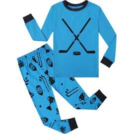 A&J DESIGN Kids Hockey Pajamas Boys Ice Hockeys Pjs Gift with Shirt and Pants Toddler Sport Clothes 6 Years