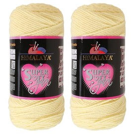 Loren 2 madejas del Himalaya súper suave, 100% acrílico, total 400 gramos (14 oz): cada madeja 200 gramos (7 oz), 328 metros de largo (358 yardas), peso del hilo: 4: Worsted-Aran, amarillo 80854