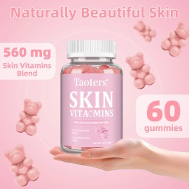 Taoters Skin Vitamins Gummies - Brighten Dark SpotsPimple Mark,Minimize 60 gummies