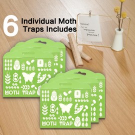 Zenflux Clothes Moth Traps 6 Packs, Safe & Eco-Friendly Pantry Moth Killer, Non-Toxic Pantry Moth Traps with Pheromones, Effective All-Around Moth Traps for House, Closet, Carpets, Kitchen