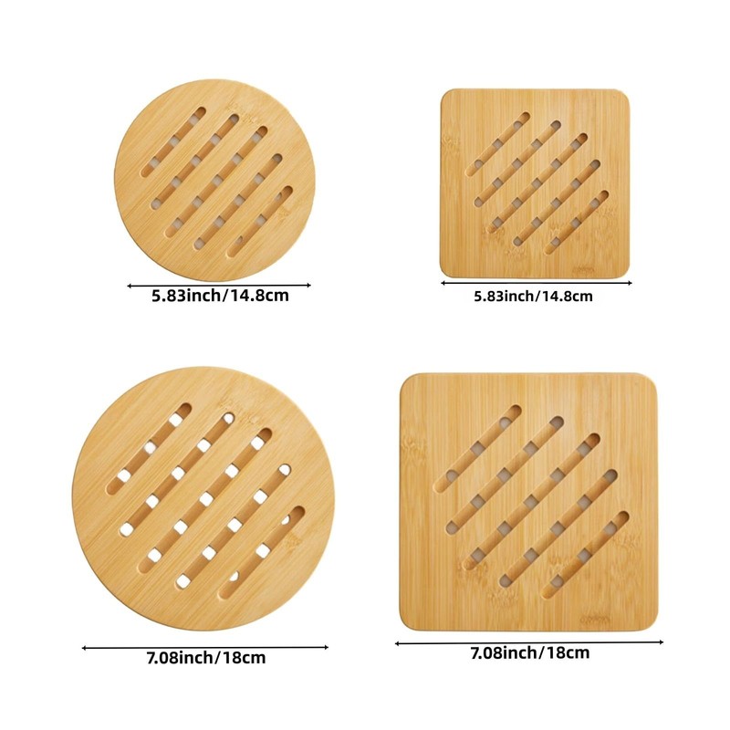 Alfto Hot Pads Trivet,Table Solid Bamboo Wood Trivets for Hot