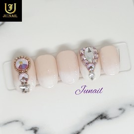 Cream puff handmade nail tips - Long round / 슈크림 수제네일팁 - 롱라운드