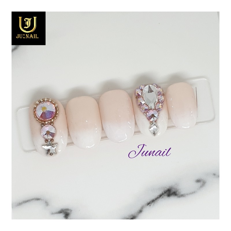 Cream puff handmade nail tips - Long round / 슈크림