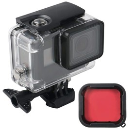 Lupholue Waterproof 60 m Transparent Housing Underwater Housing with Red Filter Compatible with GoPro Hero (2018), GoPro Hero 7 Black, GoPro Hero 6, Hero 6 Black, Hero 5, Hero 5 Black