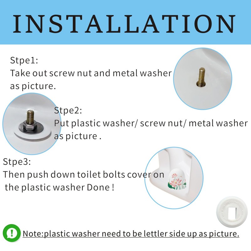 Beaspecal 2Pcs Toilet Bolt Caps with Elegant Pattern,Lotus Flower Pattern