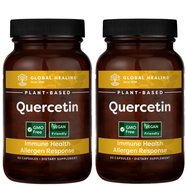 Global Healing Quercetin (2-Pack) 500mg Total, 250mg Each Serving Support Immune System Function & Body's Natural Response to Occasional Allergies - QuerceFIT Without Bromelain & Zinc - 60 Capsules