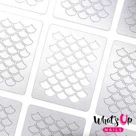 Whats Up Nails - Scales Mermaid Vinyl Stencils for Nail Art Design (1 Sheet, 12 Stencils)