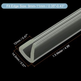 sourcing map U Channel Edge Trim, 4.9ft Length Rubber Guard Seal Strip Edge Protector Fit for 9-11mm Edge, (37/64" W x 15/32" H) Clear