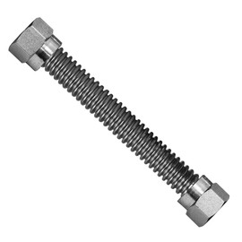 Highcraft GUHDTT3812 10" Gas Line Connector with 1/2'' O.D. and Nut Fittings, Stainless Steel