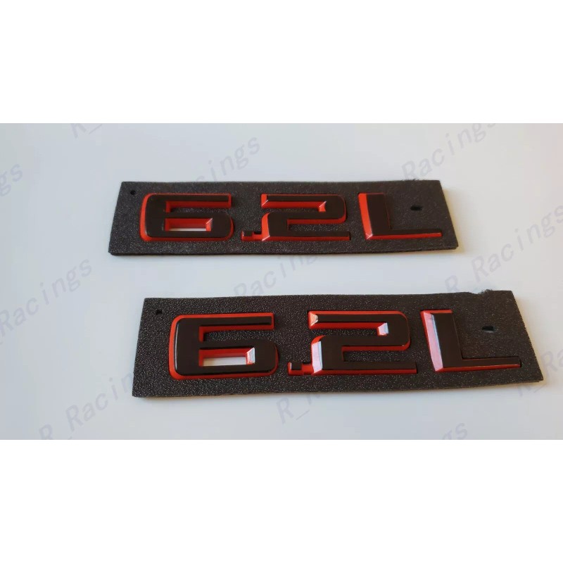 GM Auto Silverado Front Hood Black Red 6.2L Emblem Letters