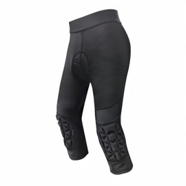 Topeter Youth 3D Padded Cycling Pants, Riding Compression Tights with Knee Pads, Capri Bicycle Leggings L Black