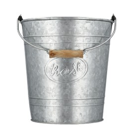 Autumn Alley Rustic Farmhouse Bathroom Trash Can - Country Style Galvanized Trash Can Bucket with Wooden Handle for Rustic Bathroom, Bedroom, Kitchen, Office, Vintage Metal Wastebasket, 2 Gal.