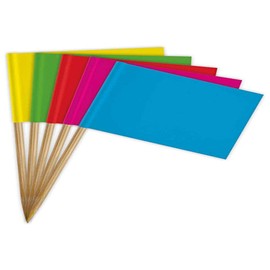 Folat 07345 Party Pickers Plain Flags, Multi-Colour, 13.5 cm