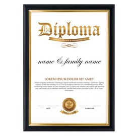 GraduationMall A4 Certificate Frame Solid Wood Picture Frame Diploma Holder Real Glass Photo Frames for Wall Tabletop Display Black