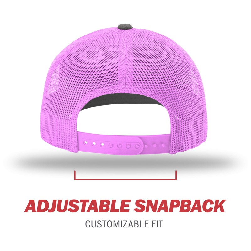 Richardson Unisex 112 Trucker Adjustable Snapback Baseball Cap, Split Charcoal/Neon