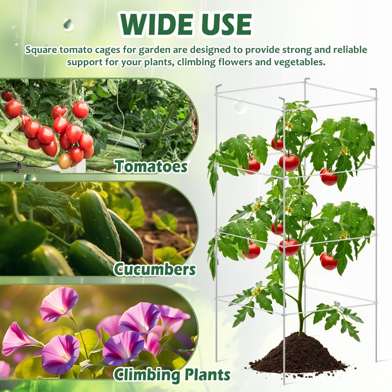 Tanlade Metal Square Tomato Cages for Garden 46 x 18