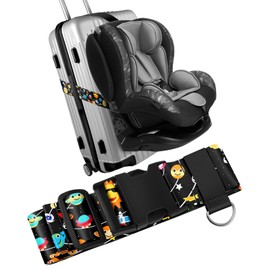 Slohif Car Seat Luggage Strap for Suitcase - Carseat Travel Belt with Buckle Attach to Carry On Luggage Cartoon Airport Stroller Strap Adjustable,Planet