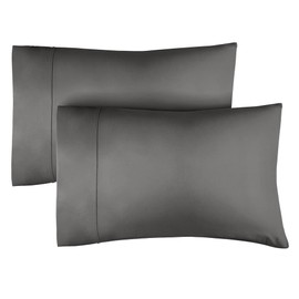 King Size Pillow Cases Set of 2 - Extra Soft Pillowcases - 50cm x 90cm - Breathable & Cooling Pillow Cases 2 Pack - Luxury Pillow Covers - Machine Washable - Pillow Protectors 2 Piece Set (Dark Grey)