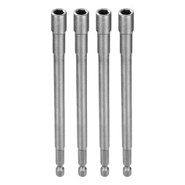 sourcing map 4pcs Hex Nut Driver Drill Bit 1/4" 6-Point Socket 1/4" Hex Shank Magnetic Nut Setter CR-V Steel Quick-Change Nut for Power Drills Impact Drivers, Silver Tone