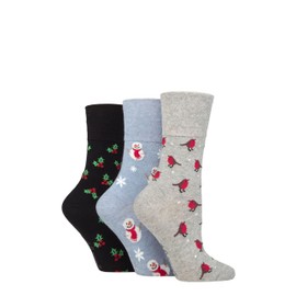SockShop Gentle Grip Ladies Cotton Christmas Socks Pack of 3 Noel 4-8