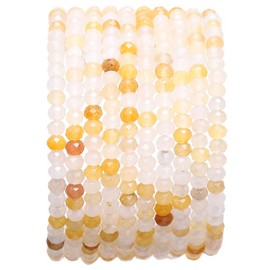 BEADIA Faceted Natural Yellow Jade Stone Rondelle 3x4mm Loose Semi Gemstone Beads for Jewelry Making 38cm