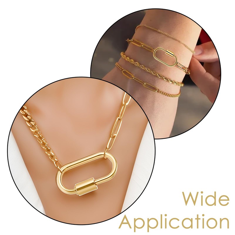 HJZHII 20 Pcs Screw Carabiner Lock Charms Gold Necklace Clip