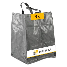 HEKU Garden Waste Sack Pack of 6 120 Litres – Leaf Bag, Garden Sack, Green Cut Bag, Reusable Garden Rubbish Bag, Stable, for Garden Waste, Household and Construction Rubble