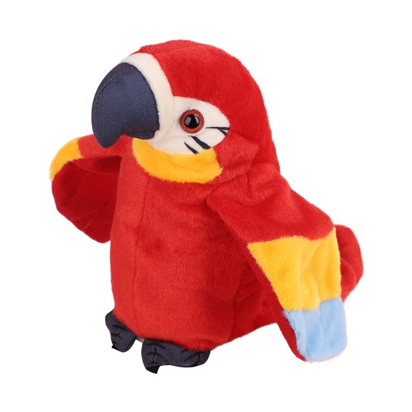 FakeFace Funny Talking Parrot Recording Talking Plush Toy Repeat What You Say Speaking Toys Waving Wings, Plush Bird, Talking Parrot Interactive Toys Dolls for Children Red
