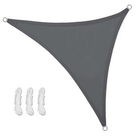Sunal Triangle Sun Shade Sails 10'x10'x10', Outdoor Waterproof Shade Sail, 95% UV Blocking Sun Shade Canopy with 3 Free Nylon Ropes, Shade Cover for Outdoor Garden Patio Carport Terrace Balcony Pergola Camping Party, Grey