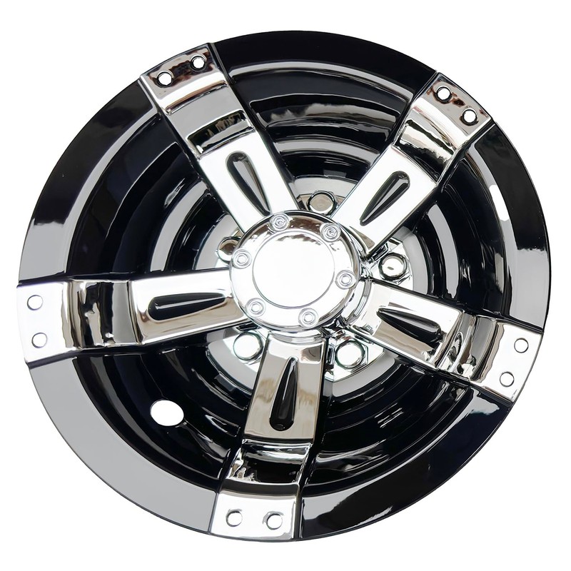 Golf Cart 10" Wheel Covers Hub Caps W/Chrome Spokes for